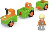 SIKU 0147 - Toddys Frank Farmy, Traktor, Spielzeugauto mit Rückziehmotor und Spielfigur, grün/orange Spiel