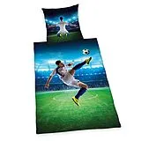 Herding Fußball Bettwäsche-Set, Wendemotiv, Bettbezug 135 x 200 cm, Kopfkissenbezug 80 x 80 cm Spiel