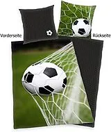 Herding 4459274050 - Fußball Wende-Bettwäsche-Set mit Reißverschluss, Baumwolle, 135x200cm Spiel