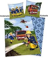 Herding 4470401050 - Feuerwehrmann Sam, Wende-Bettwäsche mit Reißverschluss, Baumwolle, 135x200cm Spiel