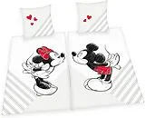 Herding 4478480250 - Disney Mickey & Minnie Mouse Partnerbettwäsche, Bettwäsche-Set, 2x80x80cm und 2x135x200cm Spiel
