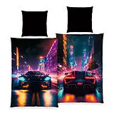Young Collection 4859414050 - Neon Car Bettwäsche, 80x80 cm + 135x200 cm, 100% Polyester Spiel