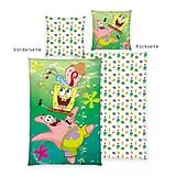 SpongeBob 4475206050 - Bettwäsche, 80x80 cm + 135x200 cm, 100% Baumwolle Spiel