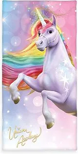Herding 6128601516 - Badetuch Unicorn Academy, 75x150 cm, Baumwolle/Velours Spiel