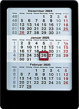 Kalender 3-Monats-Tischaufsteller 2025 schwarz - Tisch-Kalender 12x16 cm - Büro-Kalender - mit Datumsschieber - Zettler von 