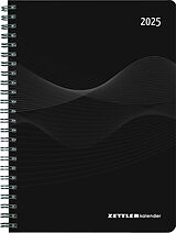 Spiralbindung Zettler - Wochenplaner 2025 schwarz, 15x21cm, Taschenkalender mit 128 Seiten, 1 Woche auf 2 Seiten, Adressteil, Ringbindung, Monatsübersicht, Mondphasen und deutsches Kalendarium von 