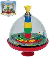 LENA tin toys 52120EC - Panoramakreisel Eisenbahn mit Chip Spiel