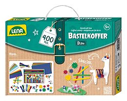 LENA 42715 - Bastelkoffer Blau (Papier/Moosgummi/Pompons/etc.), 400 Teile Spiel