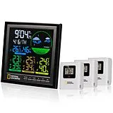 National Geographic 9070700 - Wetterstation Funk VA Farb, 4 Messbereiche für innen und außen, schwarz Spiel