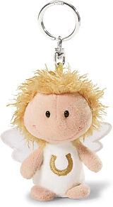 NICI 34555 - Schlüsselanhänger Schutzengel mit Hufeisen "Ich pass auf dich auf", Glücksbringer, weiß, 7 cm Spiel