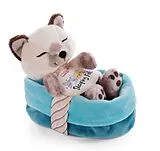 NICI 47893 - Sleeping Pets, Siamkatze, Schlafende Katze im Körbchen, beige/blau-türkis Spiel