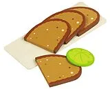 Brotscheiben, 4 Scheiben, 1 Salatblatt Spiel