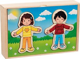Anziehpuppenpuzzle Junge und Mädchen im Holzkasten (Kinderpuzzle) Spiel