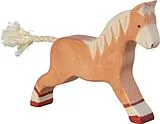 Holztiger 80032 - Pferd, laufend, hellbraun, Holz, 13 cm Spiel