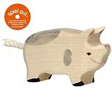 Holztiger 80070 - Ferkel, gefleckt, Schwein, Holz, 4 cm Spiel