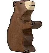 Holztiger 80186 - Braunbär, klein, sitzend, Holz, 8 cm Spiel