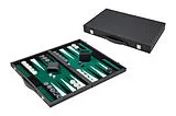 Backgammon, schwarz, grün, gross, Kunstleder Spiel