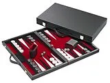 Backgammon rot - medium - Kunstleder Spiel