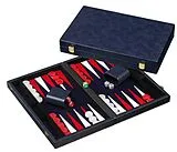 Philos 1734 - Backgammon, blau, medium, Kunstleder Spiel