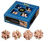 Philos 3501 - Puzzleset 1, Holz, 4-teilig, Puzzlespiele, Denkspiele, Knobelspiele, Schwierigkeitsgrad: mittelschwer, Geschenkbox Spiel