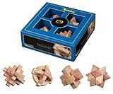 Philos 3502 - Puzzleset 2, Holz, 4-teilig, Puzzlespiele, Denkspiele, Knobelspiele, Schwierigkeitsgrad: mittelschwer, Geschenkbox Spiel