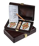 Kartenset Rommé mit Yatzi - Walnussoptik ** Spiel