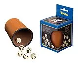 Würfelbecher inkl. 6 Würfel - Kunstleder - braun Spiel
