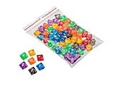 Philos 7540 - Würfel, 10-seitig, 50er-Beutel, transparent, bunt gemischt Spiel