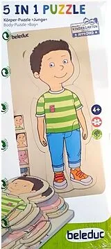 Beleduc 17170 - Lagenpuzzle Körper, Dein Körper Junge, 5 in 1 Puzzle, Lern-Puzzle, 29-teilig Spiel