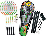 Schildkröt 449414 - Talbot-Torro Badminton-Set 4-Attacker Plus, 4-Player Set mit Netz, Federball-Set Spiel