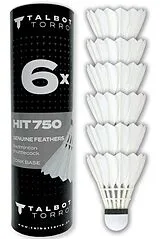 Talbot-Torro 479082 - Badmintonball HIT 750, Naturfederball, 6er-Set, Speed 77, für Freizeit+Training+Verein Spiel