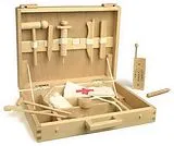 small foot 4602 - Arztkoffer mit Zubehör, Doktorkoffer, Holz, 39x9x31cm Spiel