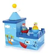 Small foot 5819 - Spieluhr & Spardose Piraten 2in1, Melodie: Merrily we roll along, Holz, 16x10x19cm Spiel