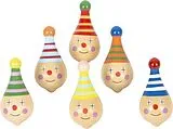 small foot 6138 - Holzkreisel Clown 6er Set Spiel