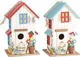 small foot 6587 - Vogelhaus Villa Kunterbunt, 2er Set, Nistkasten, Vogelvilla, Holz, Maße: 15x13x25 cm Spiel