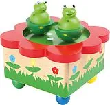 Small foot 7541 - Spieluhr Froschteich, Melodie: Merrily we roll along, Holz, 12x12x7cm Spiel