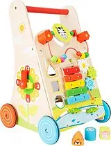 small foot 10606 - Lauflernwagen Blumenwiese, Holz, Griffhöhe: 46cm Spiel