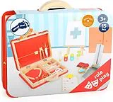 small foot 11160 - Notarztkoffer, Holz, Arztkoffer, Stethoskop, Fieberthermometer, Spritze, 15 Teile Spiel