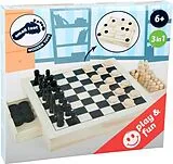 small foot 11208 - Spiele-Set (Schach/Dame/Mühle), Holzbox, 28x28cm Spiel
