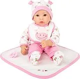 Small foot 11237 - Puppe Hanna mit weiß/rosa Zubehör, Weichkörper-Puppe, 40cm Spiel
