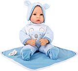 Small foot 11238 - Puppe Lukas mit weiß/blauem Zubehör, Weichkörper-Puppe, 40cm Spiel