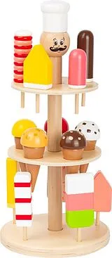 small foot 11488 - Eisständer Luigi Gelato, Steckspiel, role play, Holz, 16-teilig Spiel