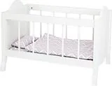 small foot 11778 - Puppengitterbett mit Zubehör, Holz, Puppenbett, weiß Spiel