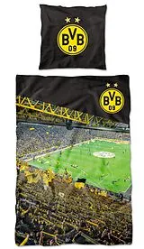 BVB 16802800 - BVB Bettwäsche Südtribüne, Baumwolle, 135x200cm/80x80cm, Borussia Dortmund 09 Spiel