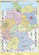 (Land)Karte Deutschland politisch mit Bundesländerwappen von Heinrich Stiefel