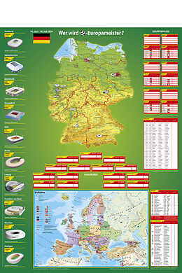 (Land)Karte Fußballposter 2024 - Wer wird Europameister? von Heinrich Stiefel