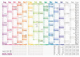 Kalender Wandkalender Schuljahr 25/26 [Rainbow] 89cm x 63cm (A1+) gefalzt Eurolochung von 