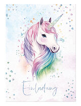 Textkarten / Symbolkarten Einladungskarte Kinder A6 12er Sets [Einhorn] EM von 