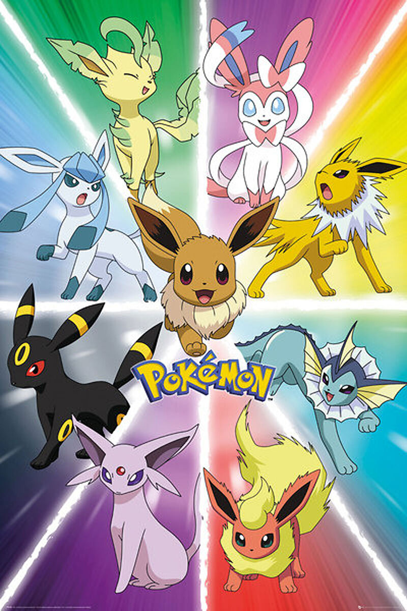 pokemon - pokémon - eevee evolution poster - maxi-posters