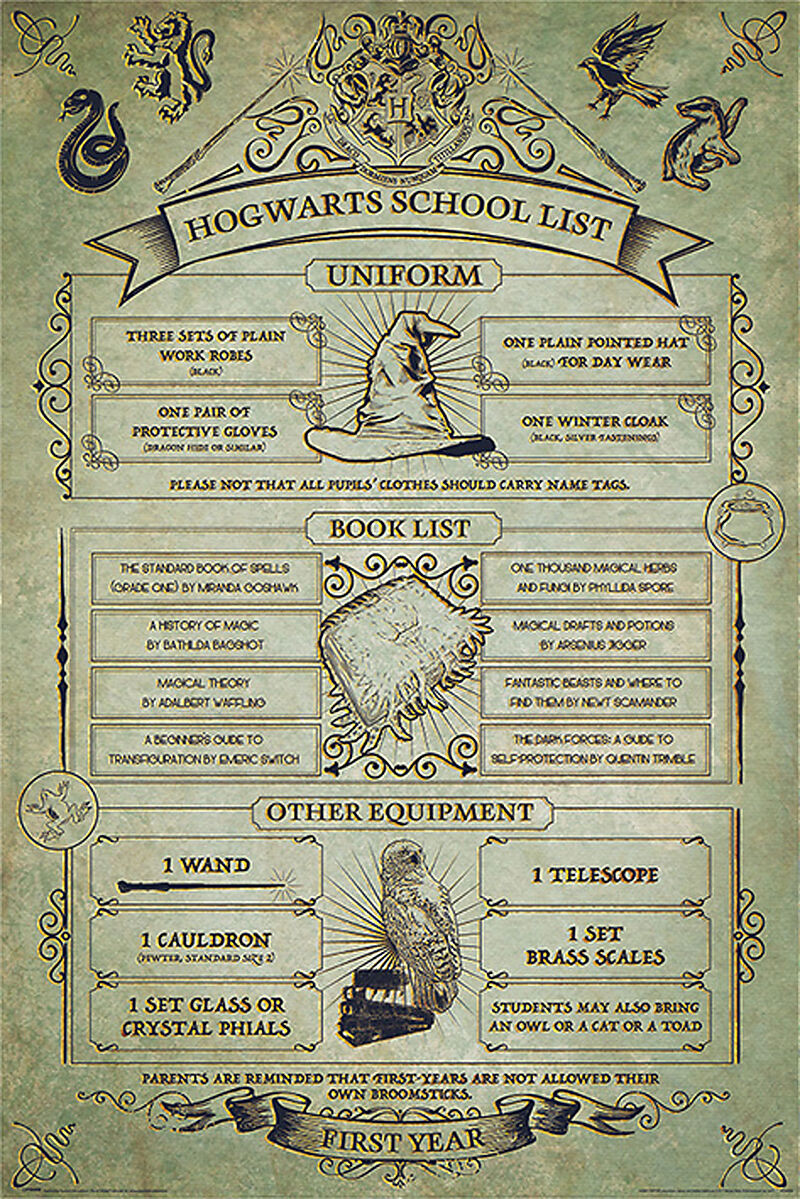 Harry Potter Hogwarts School List Poster MaxiPosters online kaufen